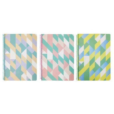 Stationery Color Geometric Print Binding Custom Logo A4 Size Student Daily Writing Exercise Notebook