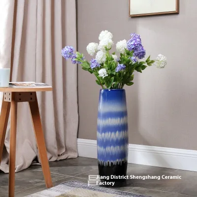 Artistic Ceramic Floor Vase Modern Blue and White Porcelain Jingdezhen Soiltoware Large for Anniversary Decoration