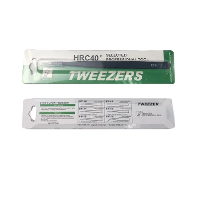 High Quality Industrial Straight ESD-11 Black Non Magnetic Black Fine Tip Stainless Steel Antistatic ESD Tweezers
