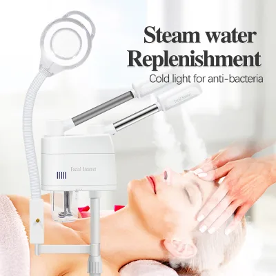 Professional Black 3 in 1 Facial Steamer Machine With 5x Magnifying Lamp Hot Mist Nozzle Beauty Salon Spa Face Care Equipment