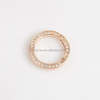 Karwo 32mm Rhinestone Diamond Metal Flat Silver Gold Spring Ring Clasp Swivel Lobster Spring Openable Fashion Accessories