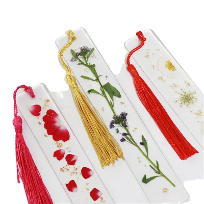 Handmade Custom Real Dried Flower Bookmarks with Acrylic Crafts Water Resistant Cute Style Tassels
