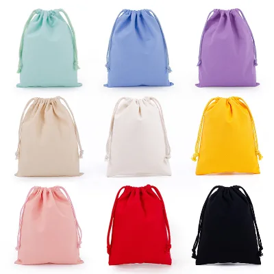 Cotton Canvas Drawstring Pouch Bag with Drawstring Closure Reusable Storage Gift Bags Wholesale for Jewelry Cosmetics