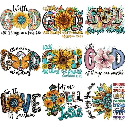 Custom Christian Screen Print Transfers DTF Printing Transfer Christian Heat Transfer Designs Sticker for Tshirts