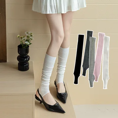 Logo Personalized Women Knee High Stacked Socks Knitted Stirrup Thin Sunscreen Leg Warmers