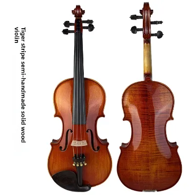 Factory-direct Sale Semi-handmade Solid-wood Maple Violin Decorative Scrollwork for Beginners Audition Preparation Practice