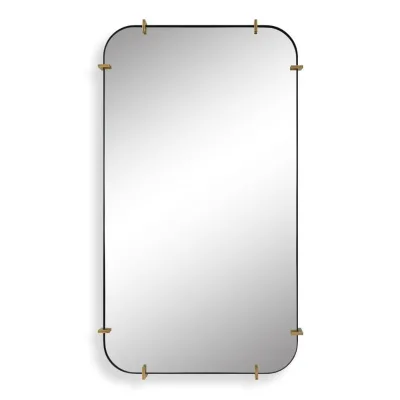 Black Framed Mirror Round Corner Wall Mirror Decorative Vanity Mirror for Bathroom Bedroom Living Room