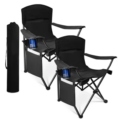 Folding Camping Chair Lightweight with Pocket and Drinks Holder, Holds up to 120kg Easy to Transport Foldable Outdoor Chair Set