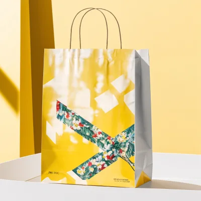 Custom Printed Disposable Recyclable Kraft Paper Bag for Bread Food Packaging Own Logo Customizable