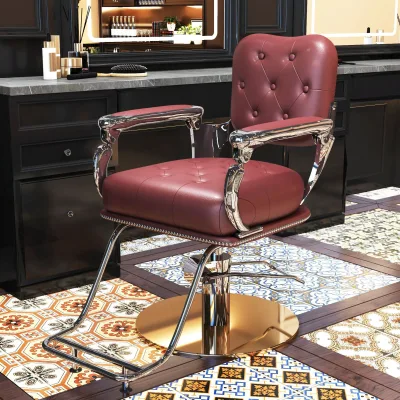 2023 Latest French Style Black Gold Stainless Steel Hydraulic Chair Hair Salon Barber 10 Years Warranty Styling Chair Purpose