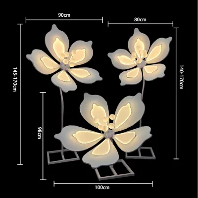 2026 NEW Simple Modern Pearl Iron Art Petal Flower Ceiling Lamp with Stand for Hotel Wedding Decoration