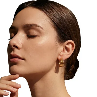 Ladies Jewelry OEM ODM Jewelry Factory-style Line Iron Electroplated Natural Stone Ear Clips Womens Personalized Vintage Earrings