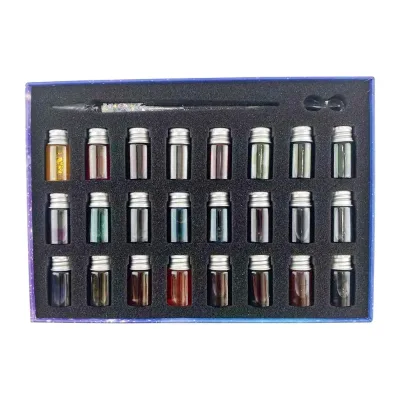 GemFully Novedades 2026 School Gift Set Kid Viral Twenty-four Solar Terms Color Ink Glass Pen Dip Set for Festal Gift
