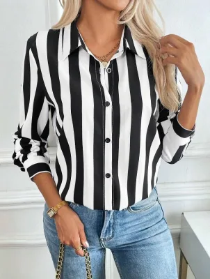 New Arrival Custom Color Casual Summer Woven Breathable Print Long Sleeve Shirt for Women Single-breasted