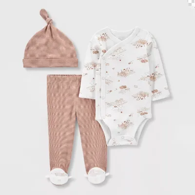 HONGBO Baby Kimono Pyjamas Organic Cotton 2 Piece Baby Footie Pajamas Cardigan Button Baby T-shirt + Footie Pants