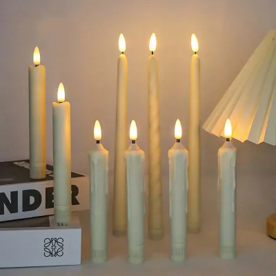 Wholesale 6Pcs Flameless LED Taper Candles Battery Operated 3D Flame Assorted Heights for Wedding Table Decor