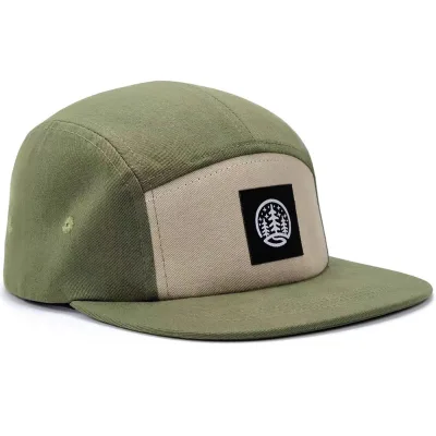 Customize Logo Label Print Cotton Twill 5 Panel Camp Cap for Men Flat Bill Hat Camper Cap Baseball Sports Snapback Camp Cap Hat