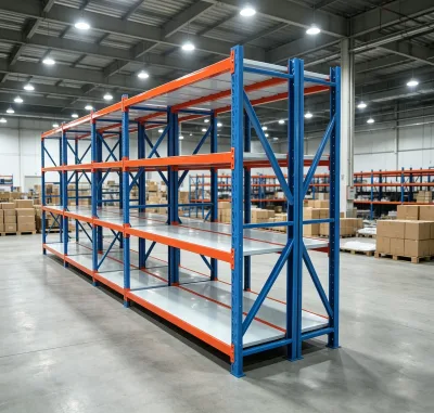 Multi-Tier Adjustable Medium Duty Boltless Steel Storage Shelving Unit Powder Coated Anti-Corrosion Vertical Type Card Slot Rack