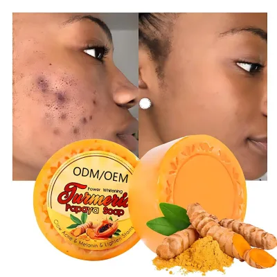 Turmeric Papaya Handmade Whitening Soap Bar Moisturizing Deep Cleansing Oil Control for Dark Spot Removal Acne Scar Skin