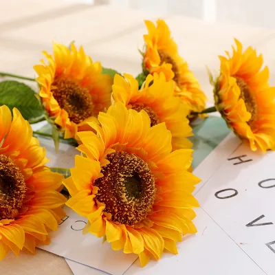 Large Single Stem Sunflower Artificial Flower for Home Living Room Wedding or Dance Decorations
