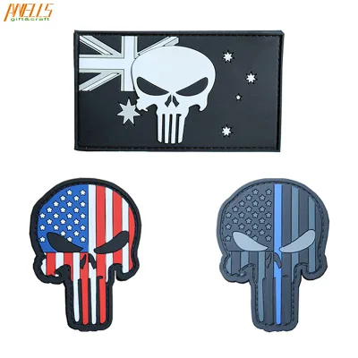 Custom PVC Rubber Patch Ghost Skull Patches PVC