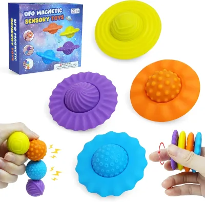 Promotional Gift 4pcs Magnet Fidget Toys Balls Silicone Stones Customizable for ADHD Autism Anxiety Calming