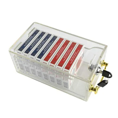YH Wholesale Playing Cards Box Acrylic Casino Poker Box 8 Decks Card Box With Lock