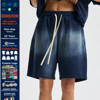 Wholesale Custom Embroidery 100% Cotton French Terry Shorts Training Acid Wash Shorts Women Activewear Shorts with Pockets Women