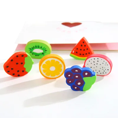2023 China Factory Price Cute Mini Fruit Sensed TPR Erasers Strawberry Watermelon Multiple Eraser for Promotion Kids Gift