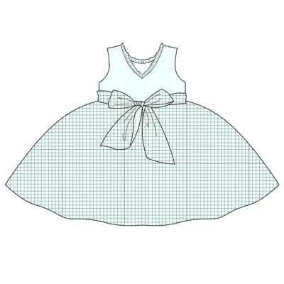 Summer Casual Dresses Customized Printed Plaid Sleeveless Girls Clothing Baby Dresses