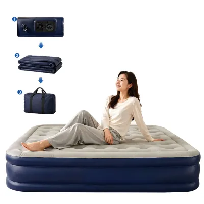 Outdoor Travel Portable Built-in Foot Pump Convertible Inflatable Sleep Air Mattress Bed