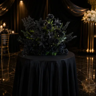 SY-Classic Black Autumn Deep Retro Vintage Aisle Centerpiece Daisy Flowers Aisle Flower Runner Amaranthus