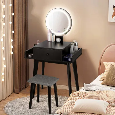 Smart 28'' Wide Dressing Table with Stool and Mirror Fashionable, Modern, and Simple Dressing Table