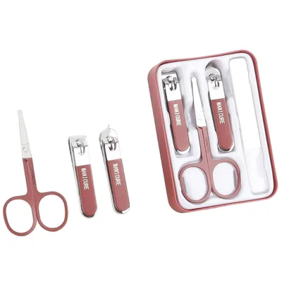 4pcs Boxed Carbon Steel Pedicure Manicure Set Tip Nail Clippers Household Nail Grooming Tools Nose Hair Scissors Pedicure Infant