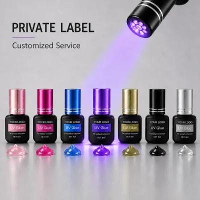 Private Label 0.5S 1S Colored UV Eyelash Extension Glue Fast Curing LED Lash Adhesive