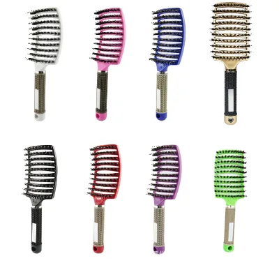 Custom Logo Curved Vent Brush Hair Extension Fashionable Wet/Dry Blow Comb for Thick Curly Hair Plastic Handle Home Use