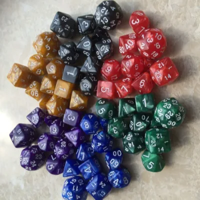 Hot Selling New Acrylic Plastic Dice vortex Pearlescent Green Polyhedron Dice Custom Game Dice Set