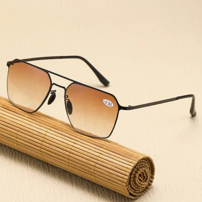 Wholesale Price OEM Custom Slim Metal Fashion Style Men Women Anti Blue Light Progressive Reading Glasses +250