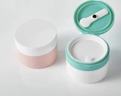 100g PP Cream Jar with Magnetic Suction Spoon Facial Mask Jar with Flip Cap Eye Stickers Jar