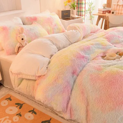 Fluffy Faux Fur Ultra Soft Long Hair Plush Fluffy Velvet Duvet Cover Shaggy Bedding Set