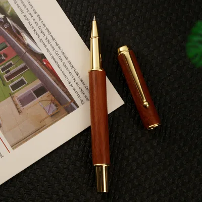 Luxury Gift logo Engraving Customized Brass Sandalwood Signature Business Office Roller Pens