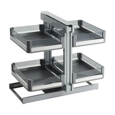 Custom Kitchen Utensils Metal Magic Corner Holder Rack Storage Basket Aluminium Alloy With Glass Modern Flexible