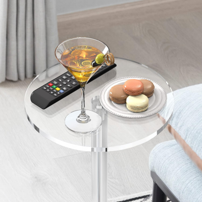 Minimalist Floating Illusion Design Reinforced Weight Bearing Acrylic End Table for Stand