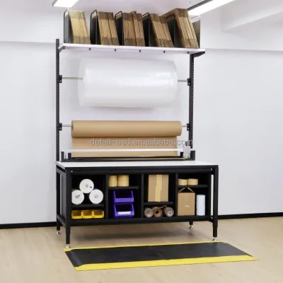 Detall PackingTable Height Adjustable Packing Tabl Steel Frame Laminated Top 300kg Capacity with Printer Setup