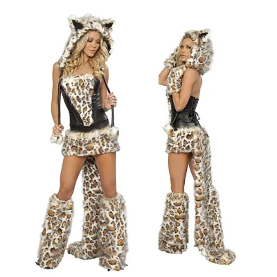 PEEQI A1123-K Halloween Party Cosplay Set Role-playing Costume Animal Performance Costume Leopard Print Set Rabbit Girl Clothes