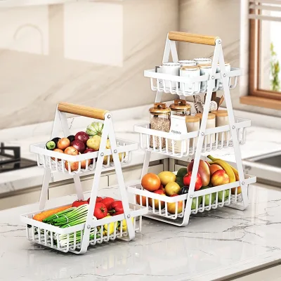 Nordic-Style Detachable Iron Wire Basket Household Kitchen & Living Room Tabletop Storage Rack Handmade Bread & Fruit Basket