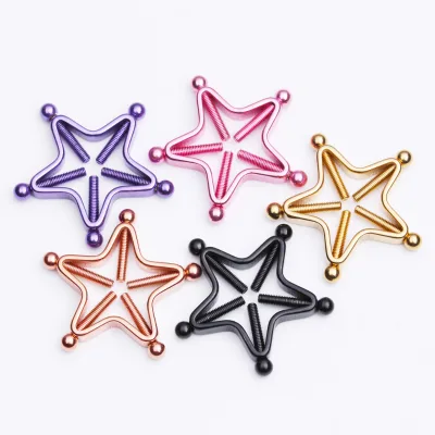 Non Piercing Body Jewelry Five-pointed Star Breast Nail Screw Shield Fake Nipple Ring