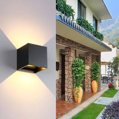 Modern LED Cold & Warm White Waterproof Square Wall Lamps for Outdoor/Interior Use in Gardens and Corridors