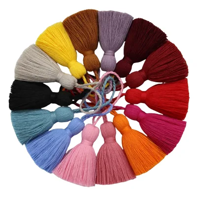 Hot Selling High Density Thick Quality 35 Colors Fat Rope Flash Hanging Ear Big Curtain Pillow Cotton Fluffy Tassel Fringe