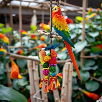 Parrot Toy Bird Toy Birdcage Decorative Accessory Five-Pointed Star Rattan Ball Hanging String Biting String Climbing Frame